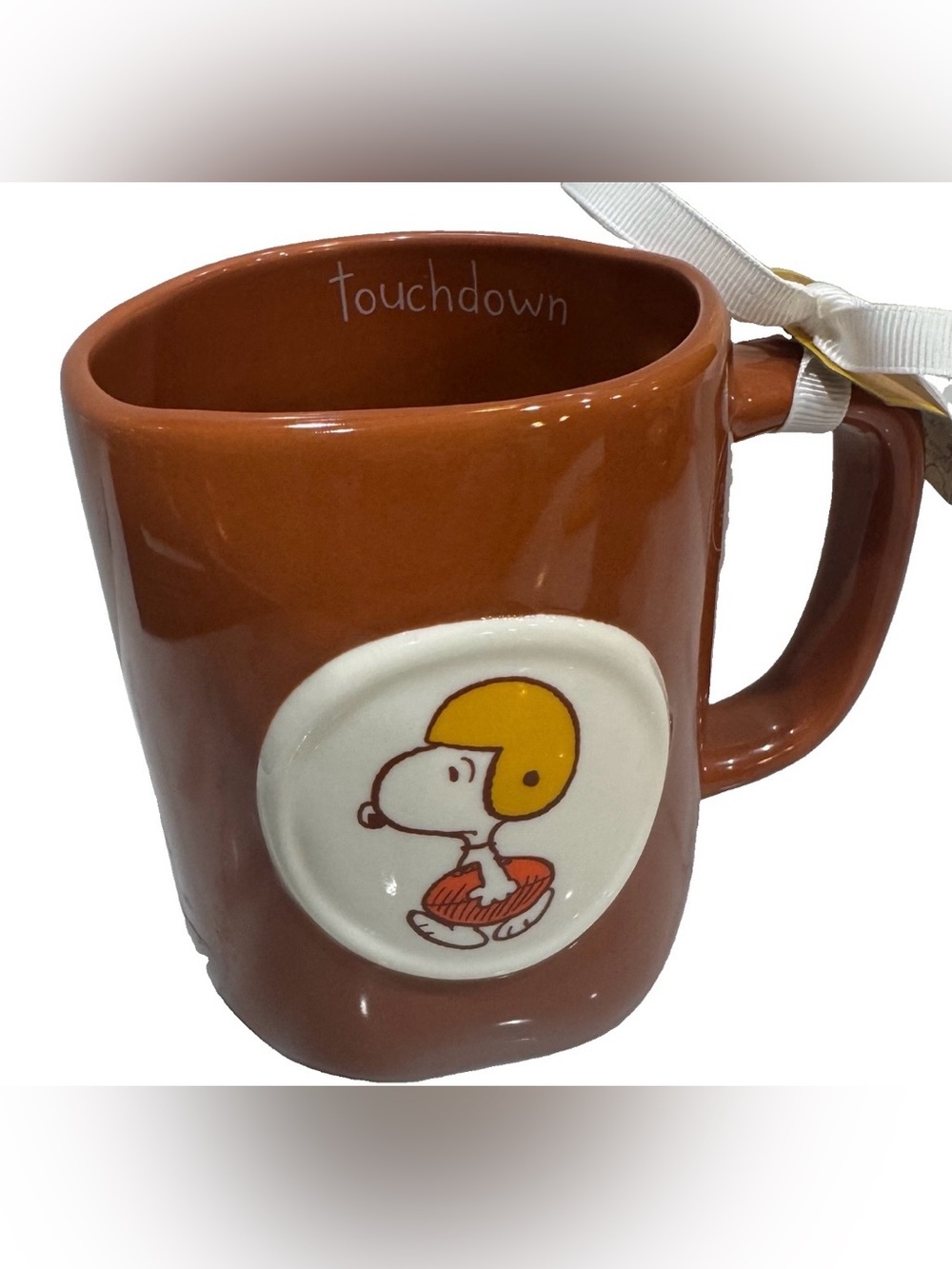 Rae Dunn Peanuts Vintage Style Brown Football Coffee Mug Football Snoopy NWT